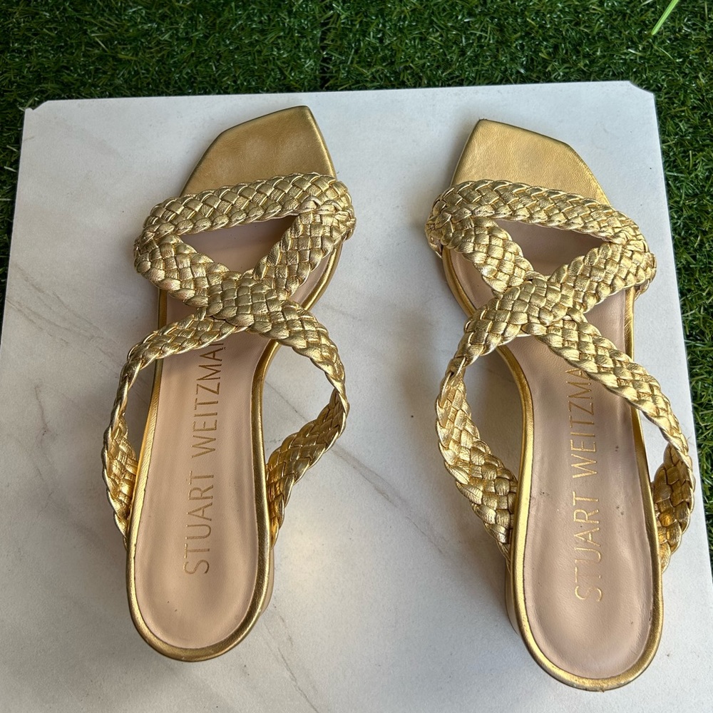 Stuart Weitzman Rosie Block Heel Slide Sandal - G… - image 6